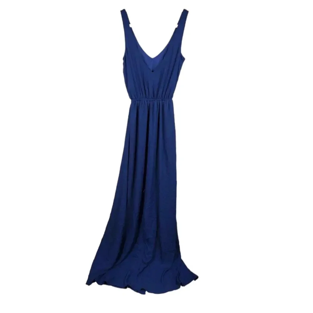 NWT Show Me Your Mumu Kendall Soft V-Back Maxi Gown Dress XS Rich Navy Blue - Picture 5 of 8